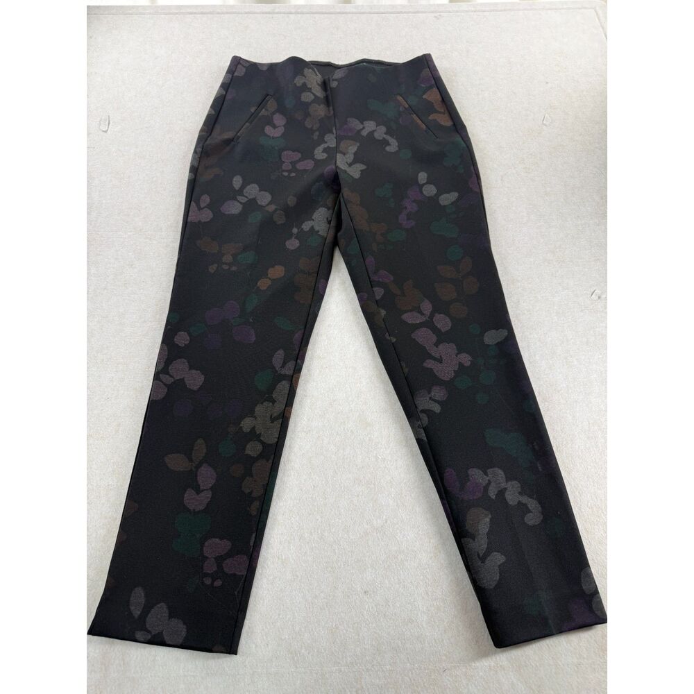 Chico’s Floral Pull-On Pants Women’s 1.5R US 10R Stretch Straight Leg